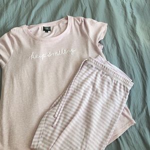 Super SOFT pajama set that just says “keep smiling” :)